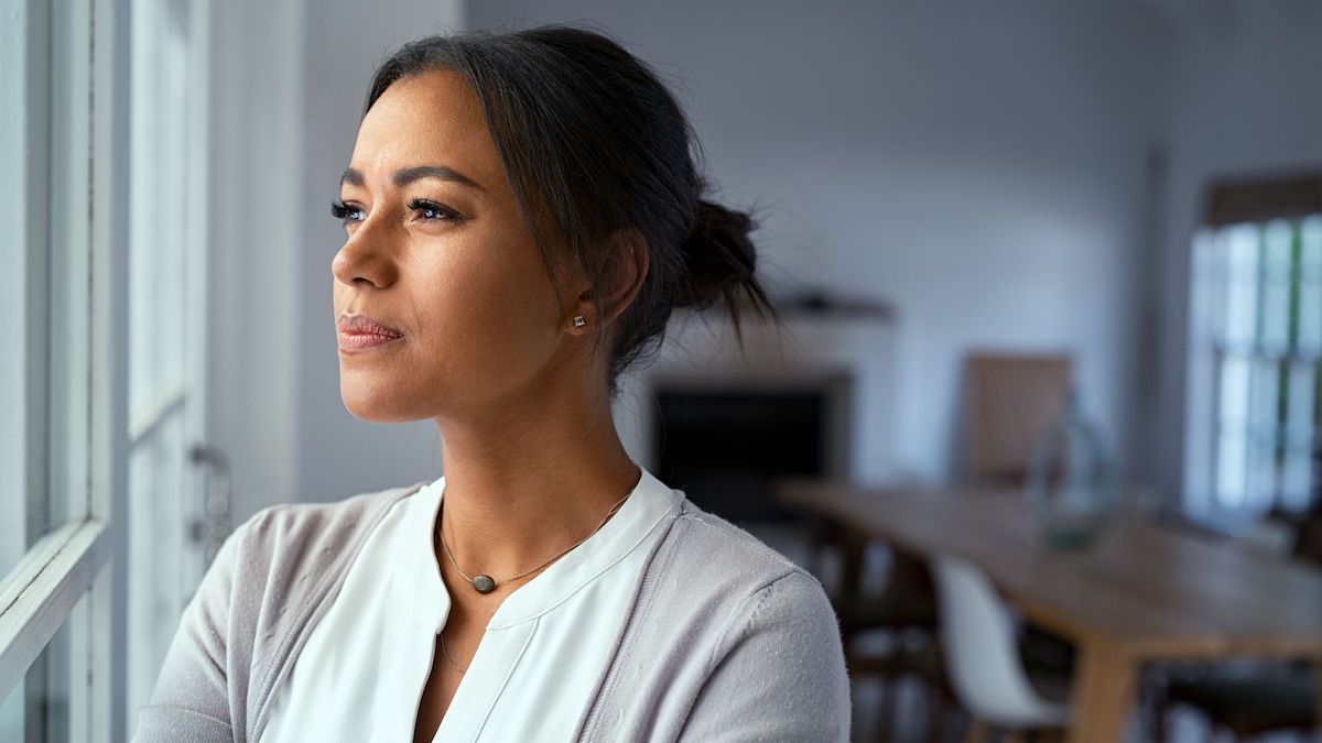 a woman looking away from the camera